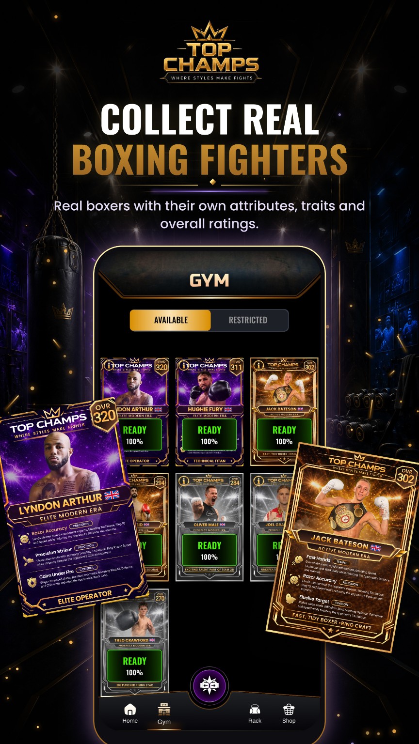 Top Champs Gym collection with Lyndon Arthur and Jack Bateson fighter cards